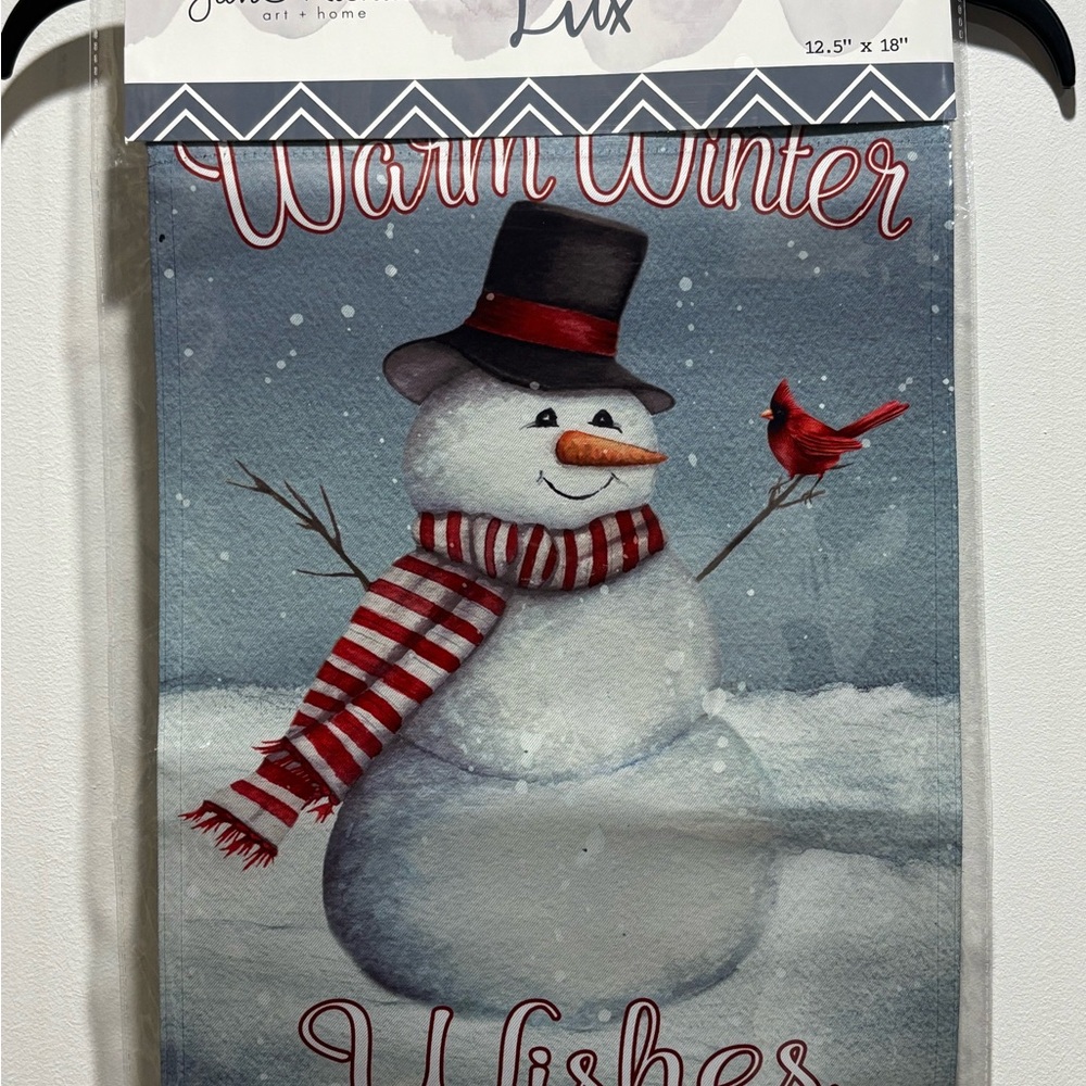 Jan Michael’s Lux Snowman Winter Wishes Garden Flag